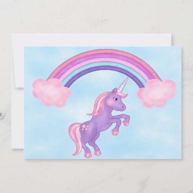 Unicorn and Rainbow Birthday Invitation (Front)