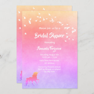 Unicorn and rainbow coloured Bridal Shower Invitation