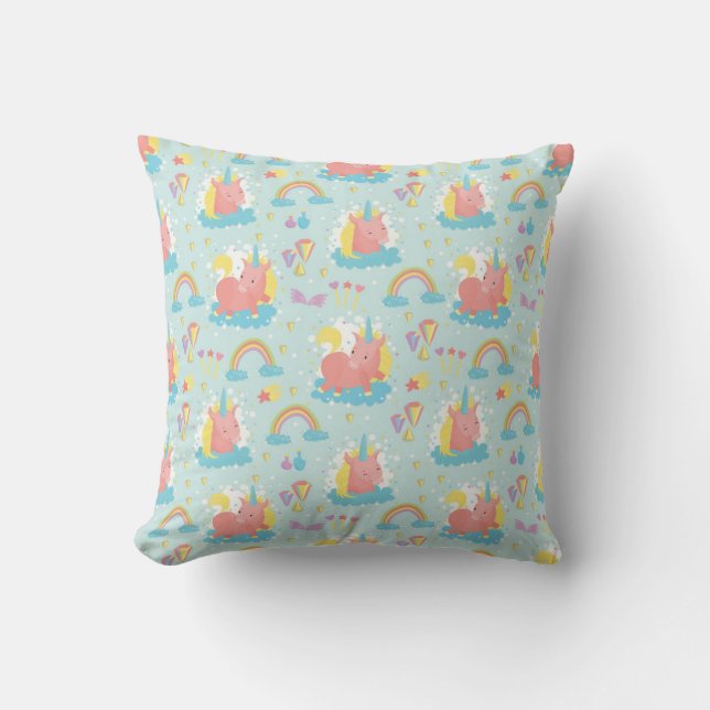 Unicorn and Rainbow Pattern Cushion (Front)
