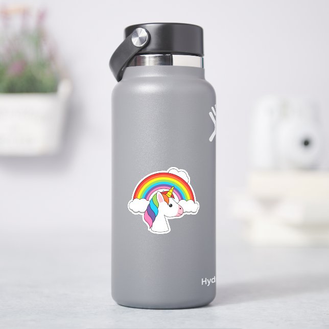 Unicorn and Rainbow with Clouds Kawaii (HydroFlask)
