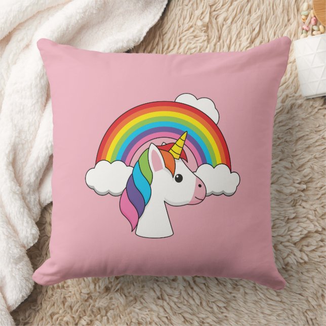 Unicorn and Rainbow with Clouds Kawaii Cushion (Blanket)