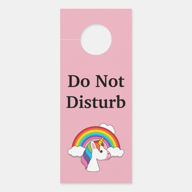 Unicorn and Rainbow with Clouds Kawaii Door Hanger (Front)