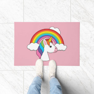 Unicorn and Rainbow with Clouds Kawaii Doormat