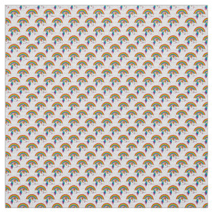 Unicorn and Rainbow with Clouds Kawaii Fabric