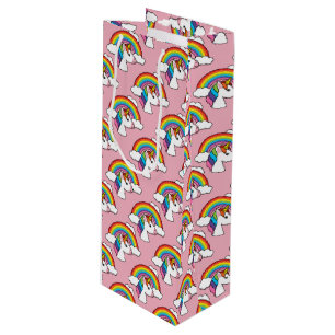Unicorn and Rainbow with Clouds Kawaii Wine Gift Bag