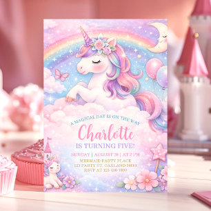 Unicorn and Rainbows Birthday Invitation