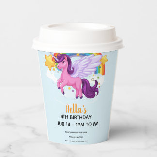 Unicorn and Rainbows Birthday Paper Cups