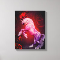 Unicorn And Red Roses Fantasy Horse Art