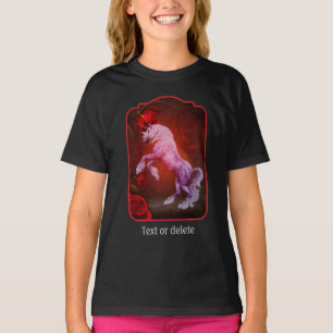 Unicorn And Red Roses Fantasy Horse Art T-Shirt