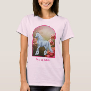 Unicorn And Roses Fantasy Horse Art T-Shirt
