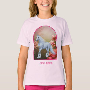 Unicorn And Roses Fantasy Horse Art  T-Shirt