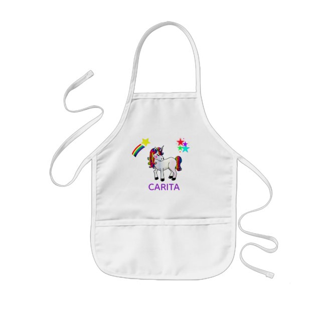 Unicorn and Stars Personalised Kids Apron (Front)