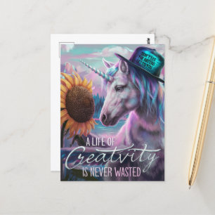 Unicorn and Sunflower A Life of Creativity Postcard
