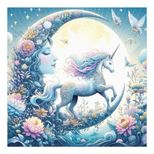 Unicorn And The Moon Photo Print