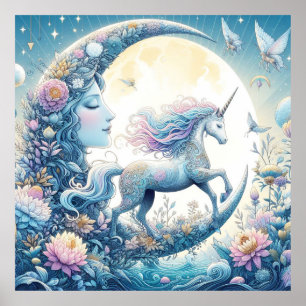 Unicorn And The Moon Poster