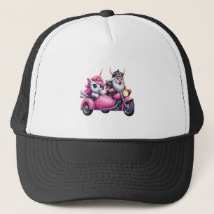 Unicorn And Viking Riding A Motorcycle Men Women K Trucker Hat