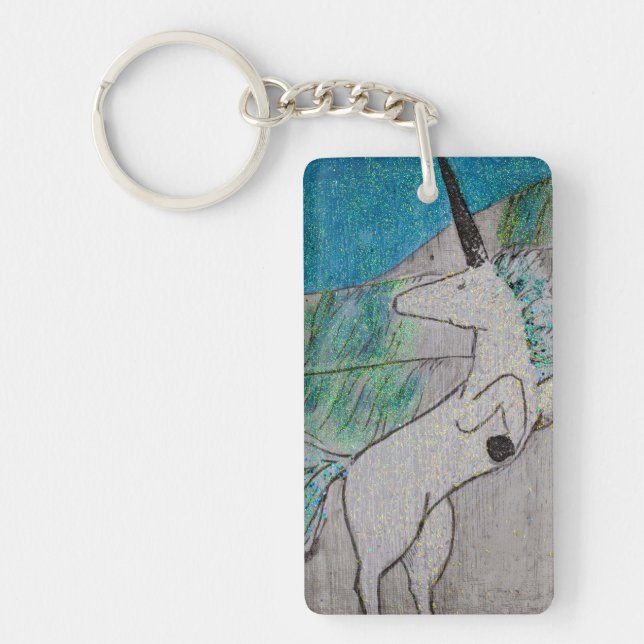 Unicorn and Waterfall Key Ring (Front)