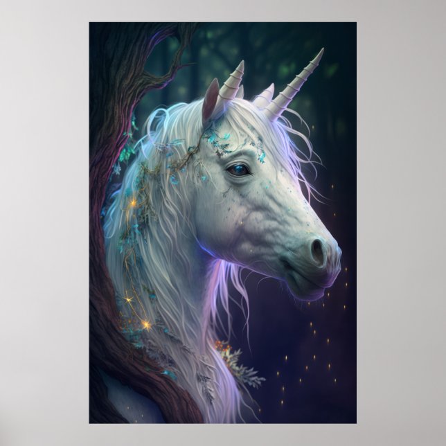 Unicorn Animal Portrait Painting Wildlife Outdoors Poster (Front)
