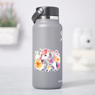 Unicorn anime girl flowers
