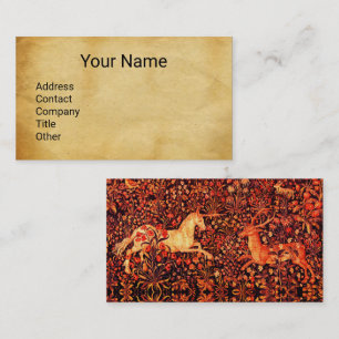 UNICORN / Antique Brown Parchment Business Card