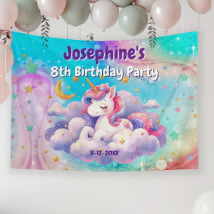 Unicorn aqua purple custom birthday  banner