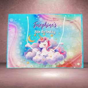 Unicorn aqua purple custom birthday large gift bag
