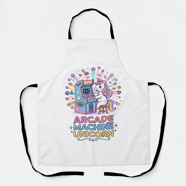 Unicorn Arcade Machine Unicorn Print Ready POD Art Apron (Front)