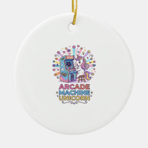 Unicorn Arcade Machine Unicorn Print Ready POD Art Ceramic Tree Decoration