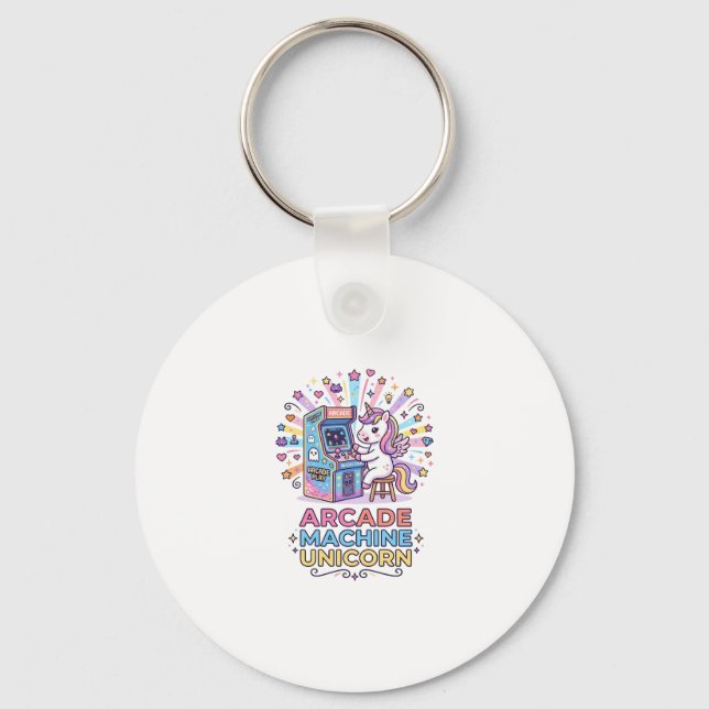 Unicorn Arcade Machine Unicorn Print Ready POD Art Key Ring (Front)
