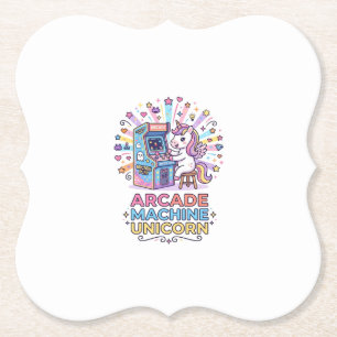 Unicorn Arcade Machine Unicorn Print Ready POD Art Paper Coaster