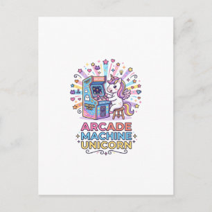 Unicorn Arcade Machine Unicorn Print Ready POD Art Postcard
