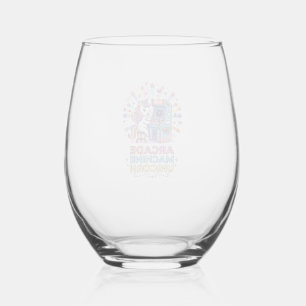 Unicorn Arcade Machine Unicorn Print Ready POD Art Stemless Wine Glass