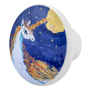 Unicorn "Art by Kids" Ceramic Knob