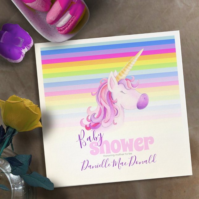 Unicorn art rainbow baby shower party napkins (Creator Uploaded)