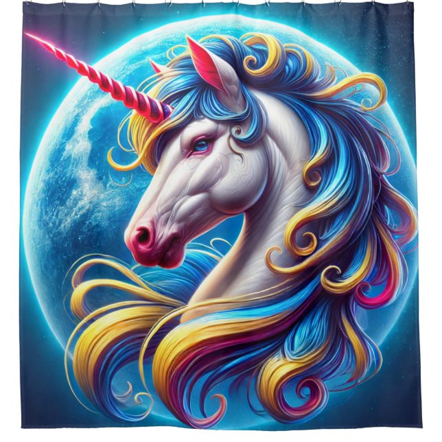 Unicorn Art Shower Curtain (Front)