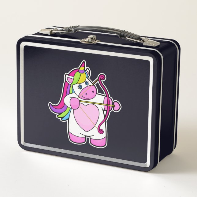 Unicorn as Archer with Bow and Arrow Metal Lunch Box (Front)