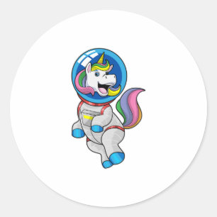 Unicorn as Astronaut in Space Classic Round Sticker