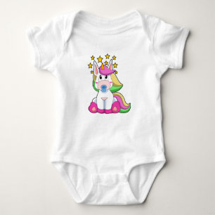 Unicorn as Baby with Pacifier Baby Bodysuit