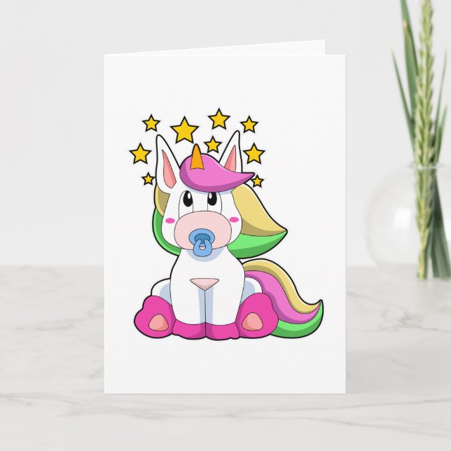 Unicorn as Baby with Pacifier Card (Front)