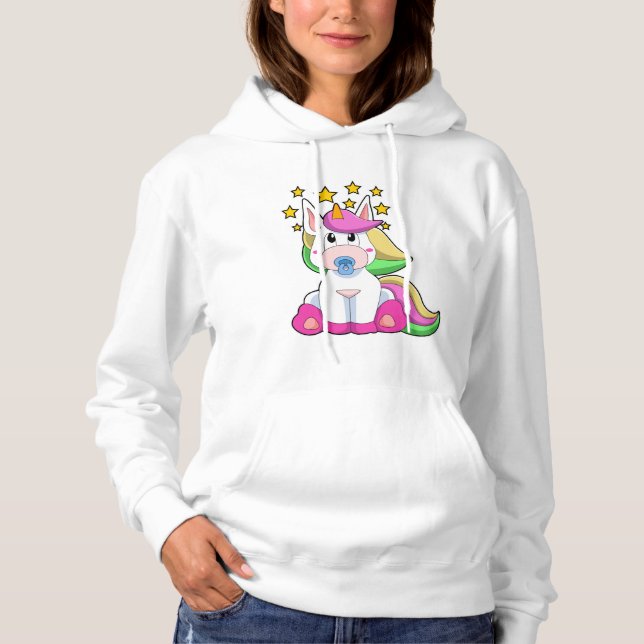 Unicorn as Baby with Pacifier Hoodie (Front)