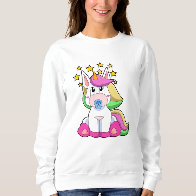 Unicorn as Baby with Pacifier Sweatshirt (Front)