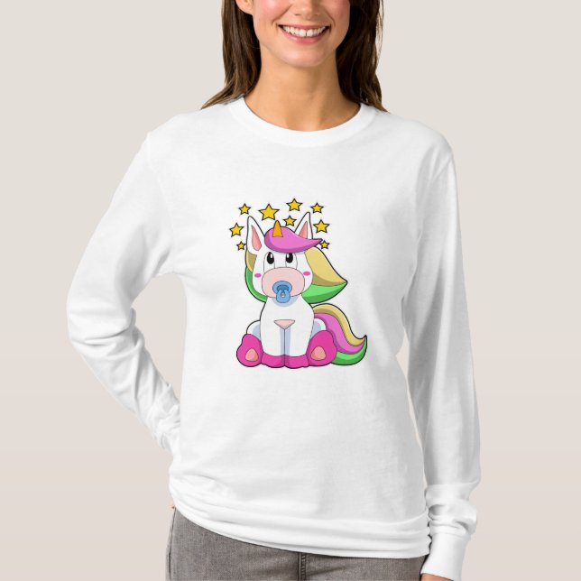 Unicorn as Baby with Pacifier T-Shirt (Front)
