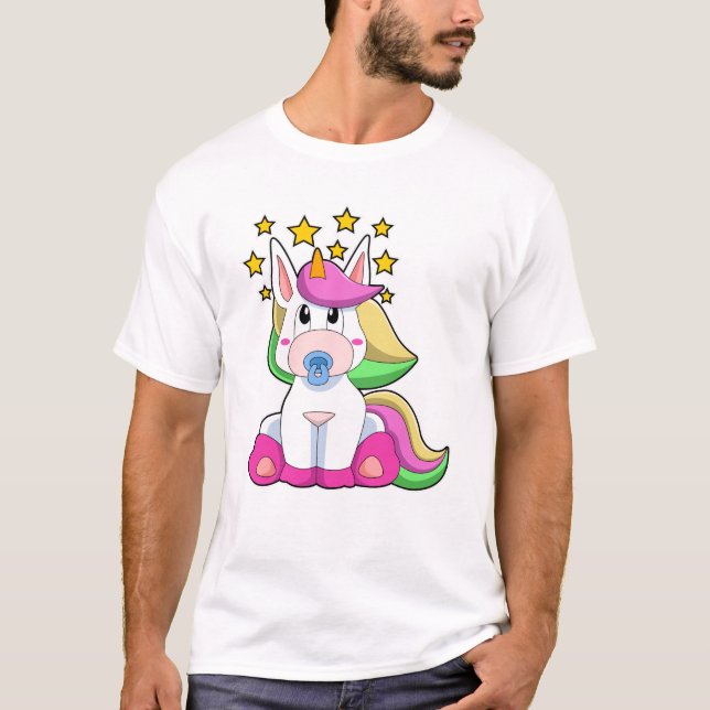 Unicorn as Baby with Pacifier T-Shirt (Front)