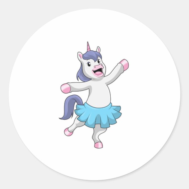 Unicorn as Ballerina at Ballet Classic Round Sticker (Front)