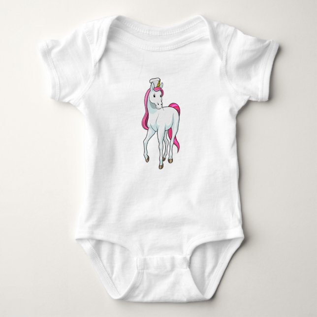Unicorn as Cook with Chef hat Baby Bodysuit (Front)