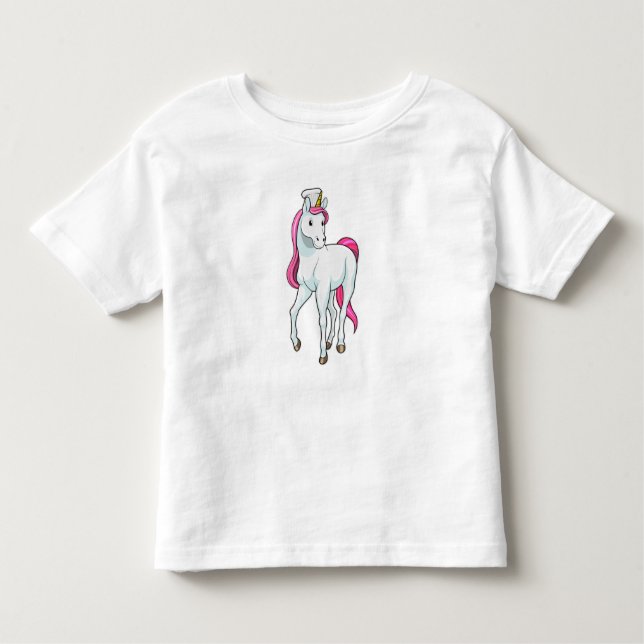 Unicorn as Cook with Chef hat Toddler T-Shirt (Front)