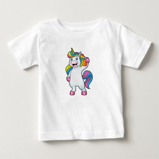 Unicorn as Hairdresser with Hairspray Baby T-Shirt (Front)