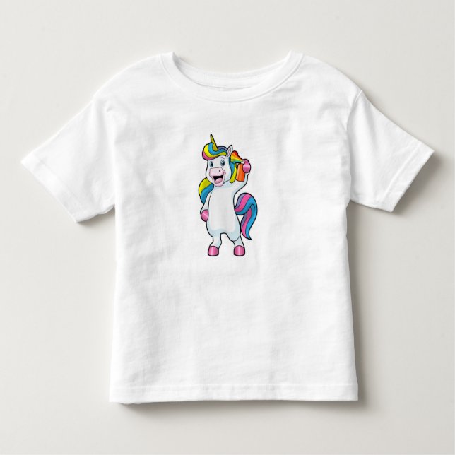 Unicorn as Hairdresser with Hairspray Toddler T-Shirt (Front)