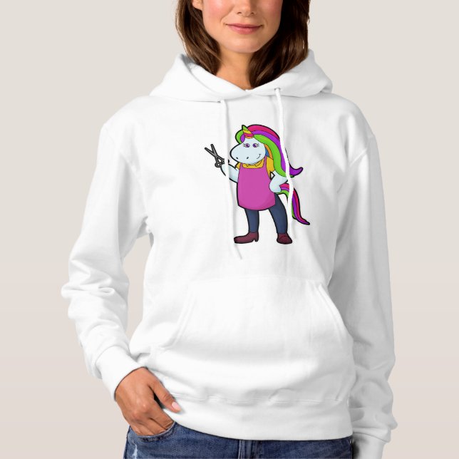 Unicorn as Hairdresser with Scissors Hoodie (Front)