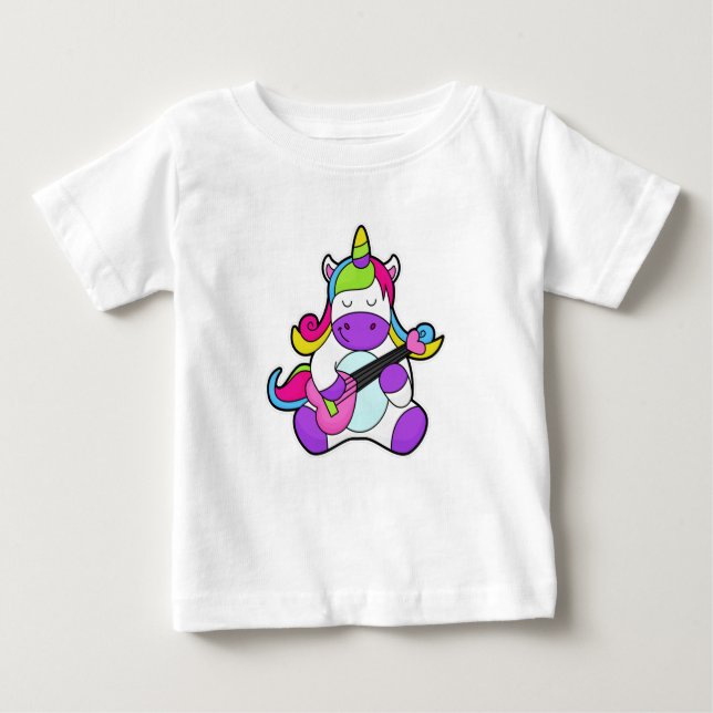 Unicorn as Musician with Guitar Baby T-Shirt (Front)